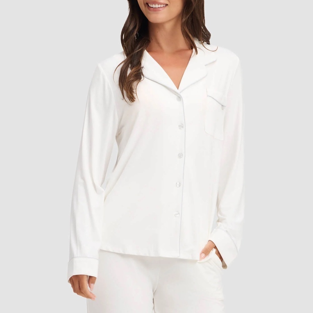 Cozy Earth Bamboo Stretch-Knit Long Sleeve Pajama Top - Picture 2 of 6